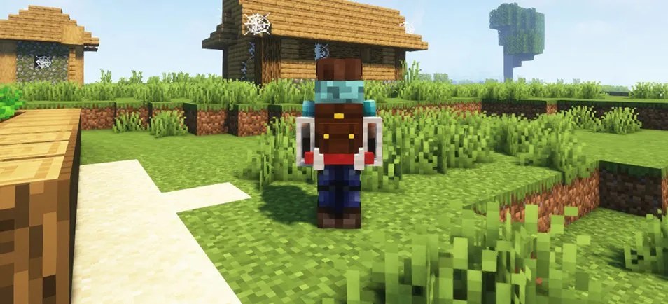Minecraft player carrying stylish backpack.